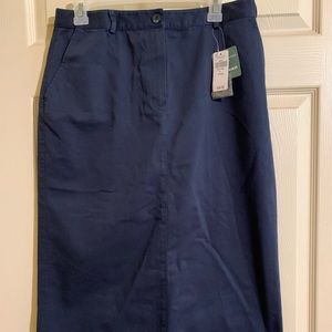 LL Bean Chino Navy Blue Skirt 10 Reg NWT